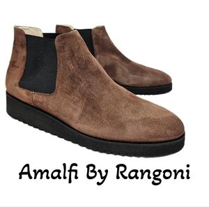 Amalfi By Rangoni Womens Bootie Sz 11.5M Enrico Chelsea Brown Suede Lightweight
